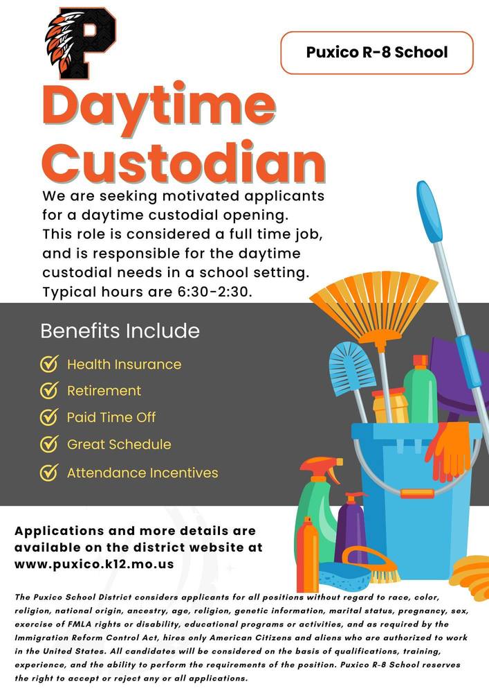 Daytime Custodian Puxico R8 School District